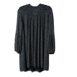 Zara Dress Long Sleeve size L High neck Polka dot black white Knee length